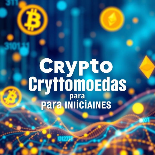 A visually striking book cover for a title called 'Cryptomoedas para Iniciantes'