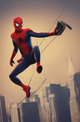 A 32k ultra HD, 200mm digital poster of Marvel's Spiderman, rendered in a minimalistic style