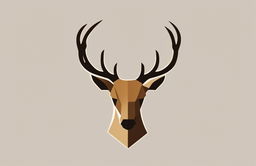 A 2D digital illustration of an icon logo, featuring a stylized, geometric deer head