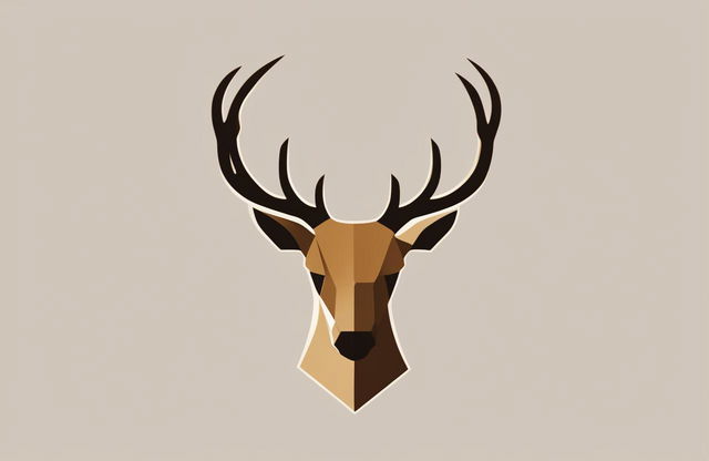 A 2D digital illustration of an icon logo, featuring a stylized, geometric deer head