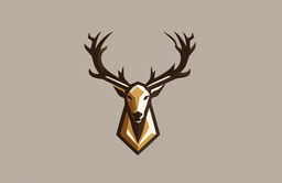 A 2D digital illustration of an icon logo, featuring a stylized, geometric deer head