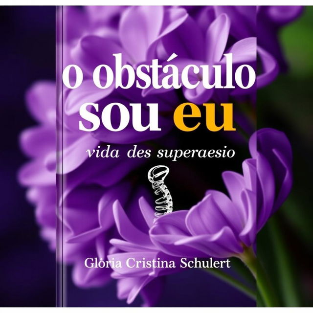 Uma capa de livro visualmente impactante, em tons de lilás, apresentando o título "O obstáculo sou eu" em letras artísticas e em destaque no centro