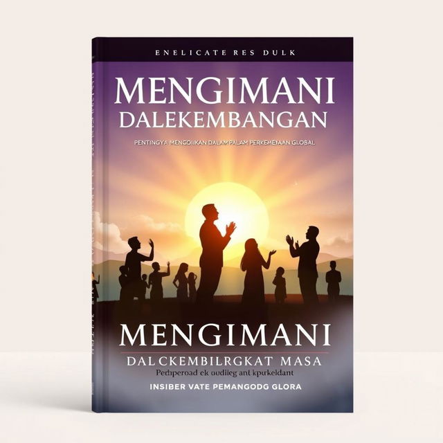 A book cover design for the title 'MENGIMANI DALAM PERKEMBANGAN MASA - PENTINGNYA MENGOKOHKAN IMAN DALAM PENGARUH PERKEMBANGAN GLOBAL'