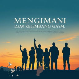 An illustration art style book cover design for a book titled 'MENGIMANI DALAM PERKEMBANGAN MASA -PENTINGNYA MENGOKOHKAN IMAN DALAM PENGARUH PERKEMBANGAN GLOBAL'