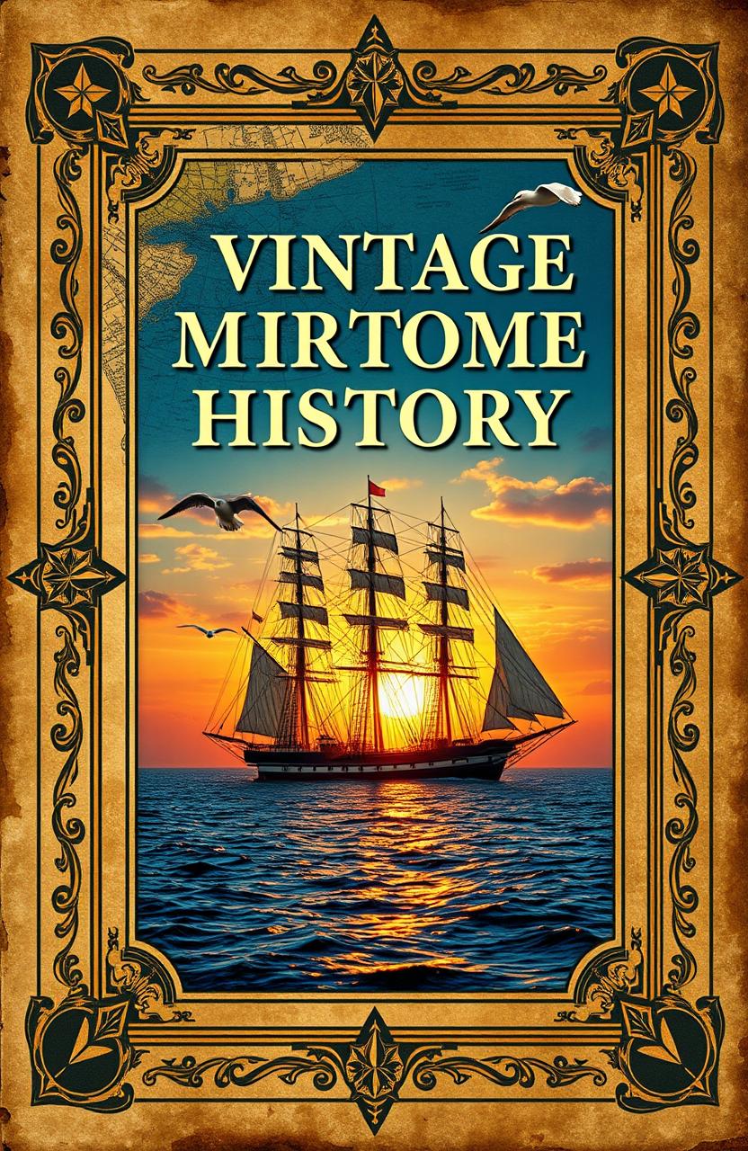 An encyclopedia-style image depicting the vintage maritime history theme