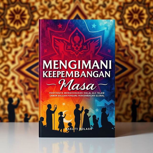 A stunning book cover design for an illustration art style book titled 'MENGIMANI DALAM PERKEMBANGAN MASA -PENTINGNYA MENGOKOHKAN IMAN DALAM PENGARUH PERKEMBANGAN GLOBAL'