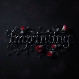 The word 'imprinting' stylized in an elegant, gothic font, surrounded by dark romantic elements