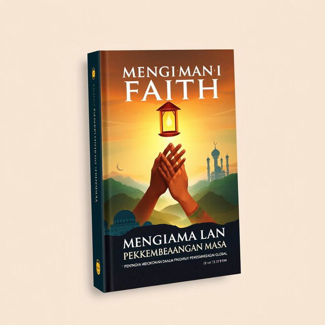 An engaging book cover design in an illustration art style for the title 'MENGIMANI DALAM PERKEMBANGAN MASA -PENTINGNYA MENGOKOHKAN IMAN DALAM PENGARUH PERKEMBANGAN GLOBAL'