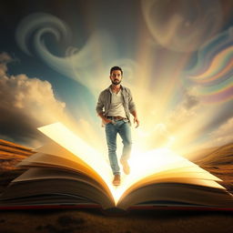 An imaginative scene depicting an open book radiating bright light from its pages