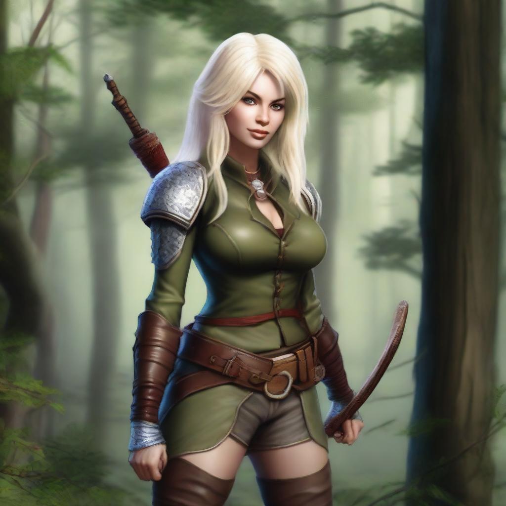 A realistic digital art image of Dolly Parton depicted as a Ranger from Dungeons and Dragons 5e