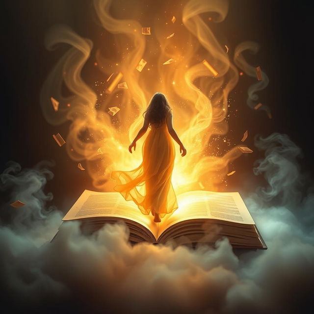 A captivating scene featuring an open book radiating bright, magical light from its pages