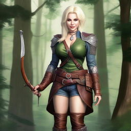 A realistic digital art image of Dolly Parton depicted as a Ranger from Dungeons and Dragons 5e