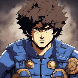 A high-quality digital art piece featuring Spike Spiegel from Cowboy Bebop in Gears of War armor