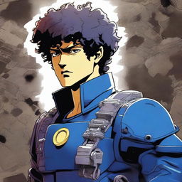 A high-quality digital art piece featuring Spike Spiegel from Cowboy Bebop in Gears of War armor