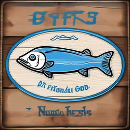 A digital art image of a rustic, vintage-style sign for a bar named 'Go Fish' on the Mississippi River