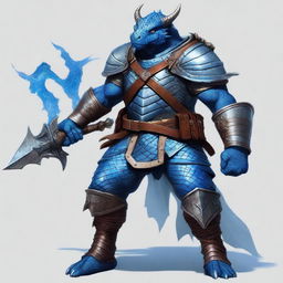 A semi-realistic digital art image of a Dragonborn from Dungeons and Dragons 5e in plate mail armor, armed with two maces