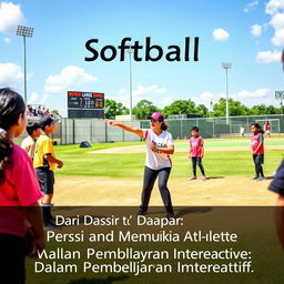 A vibrant and dynamic scene capturing the essence of beginner softball training