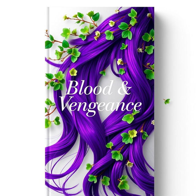 A striking book cover design featuring a cascade of vibrant purple hair flowing gracefully to one side