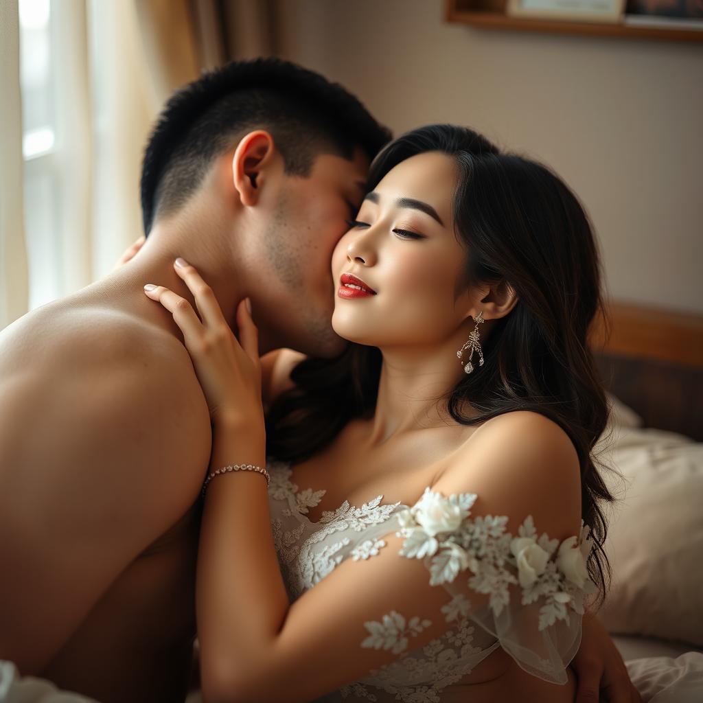 A beautiful Chinese woman with an adorable face, displaying sensual elegance