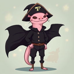 A charming axolotl wizard depicted as tall and skinny, combining a slightly cartoonish yet realistic style that enhances its cute and goofy appearance