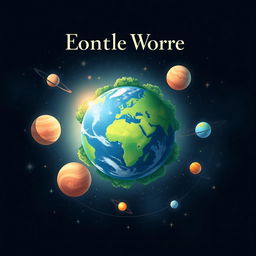 A captivating book cover design featuring a beautifully illustrated solar system, prominently showcasing Earth in the center