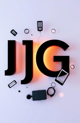 An online store cover design featuring a creative and inviting background left to the imagination, with large dark letters 'JG' prominently displayed in black at the center