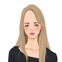 A 37-year-old woman with fair skin and long hair, illustrated in a natural style with minimal makeup