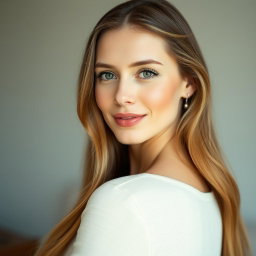 A 37-year-old woman with fair skin and long hair, depicted in a natural style with minimal makeup