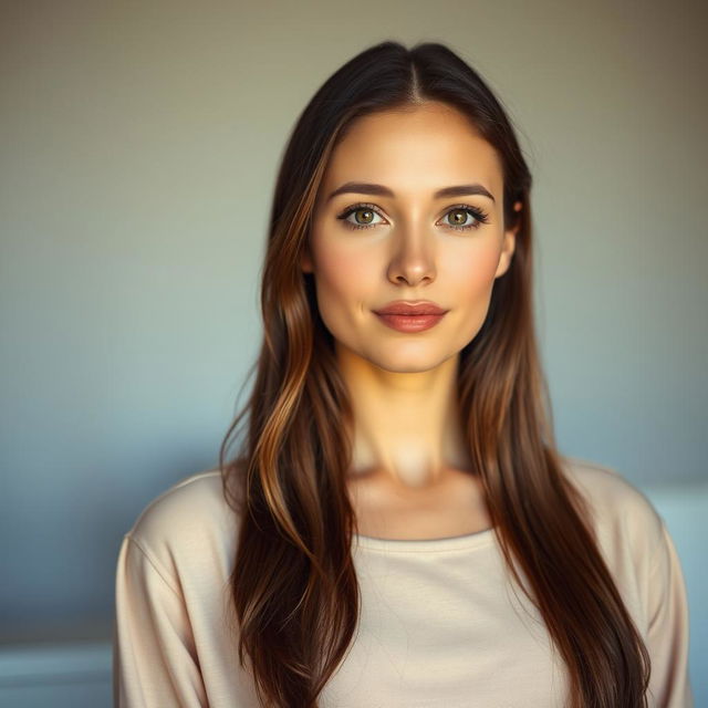 A 37-year-old woman with fair skin and long hair, depicted in a natural style with minimal makeup