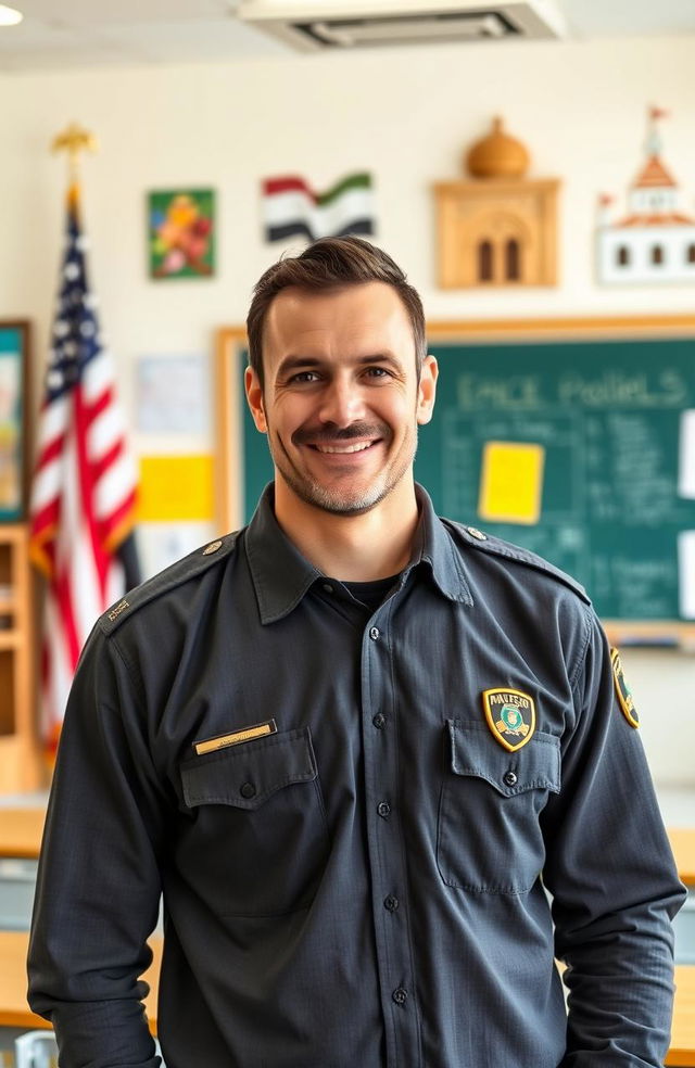 A portrait of a man who has transitioned from being a police officer in America to a teacher in the UAE