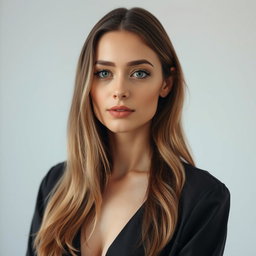 A 35-year-old woman with light skin and long hair, presented in a natural style