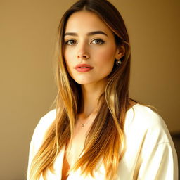 A 35-year-old woman embodying a natural style, characterized by fair skin and minimal makeup