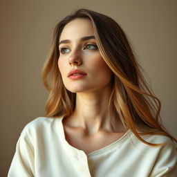 A 38-year-old woman embodying a natural style, characterized by her fair skin and minimal makeup