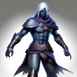 A semi-realistic digital art image of a Drow Fighter from Dungeons and Dragons 5e