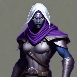 A semi-realistic digital art image of a Drow Fighter Thief from Dungeons and Dragons 5e