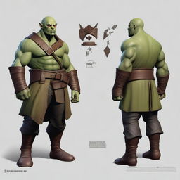 A semi-realistic digital art image of a lean Half-Orc Fighter Thief from Dungeons and Dragons 5e