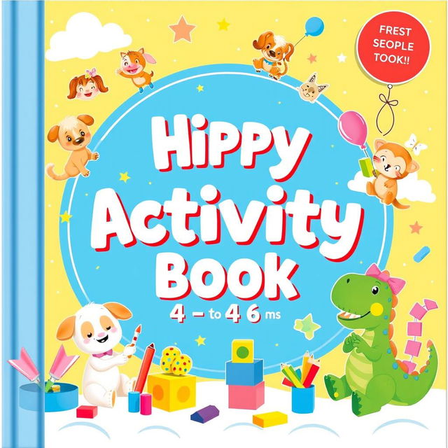 A vibrant activity book cover specifically designed for children aged 4 to 6 years