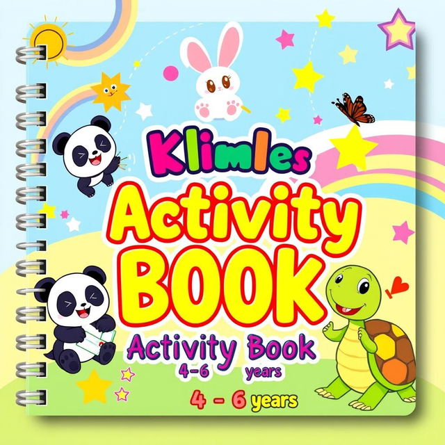 A lively and colorful activity book cover for children aged 4 to 6 years