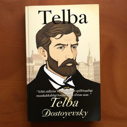 The cover of the book 'Telba' (Idiot) by Dostoyevsky, featuring a stylized portrait of the main character, Prince Myshkin, with an expression of deep contemplation