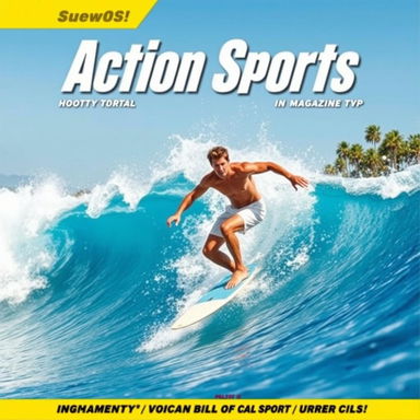 A dynamic action shot of a surfer riding a massive wave, showcasing the thrill and excitement of surfing