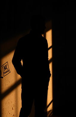 A dramatic and atmospheric image of a man's shadow cast on a textured wall