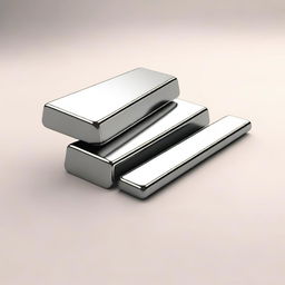 A high-quality 2D animated image of a shiny, polished steel bar, depicted horizontally in the center of the frame against a simple background