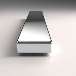 A high-quality 2D animated image of a shiny, polished steel bar, depicted horizontally in the center of the frame against a simple background