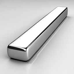 A high-quality 2D animated image of a shiny, polished steel bar, depicted horizontally in the center of the frame against a simple background