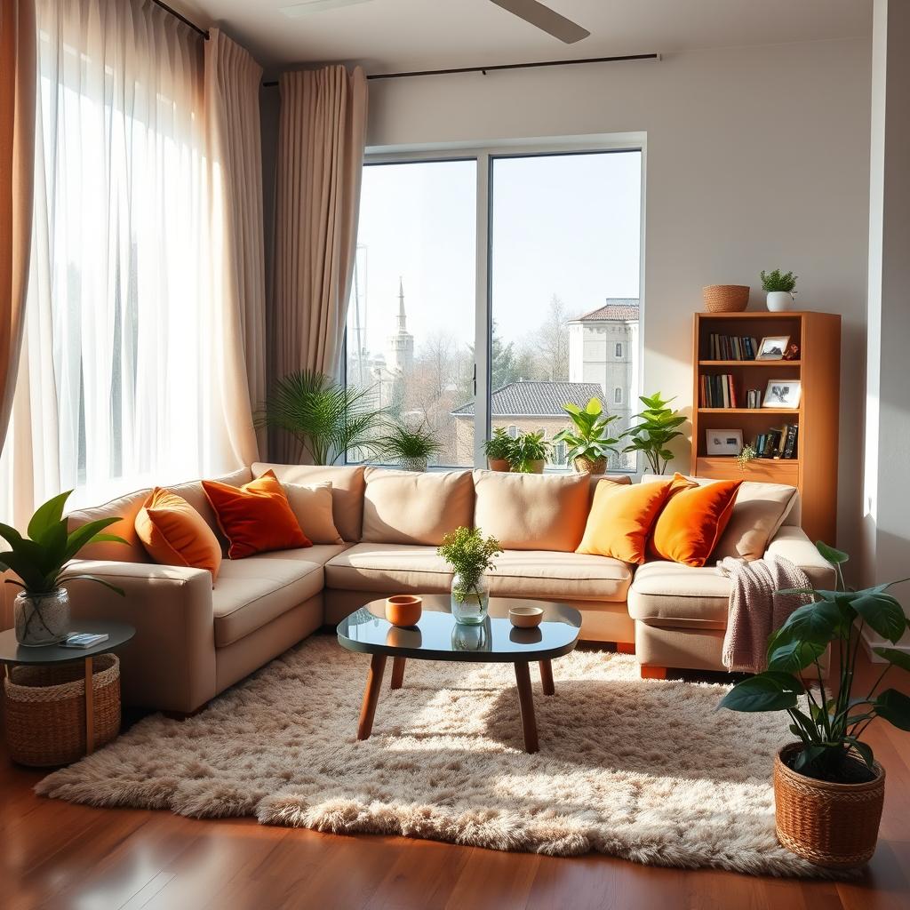 A cozy and inviting living room interior, reflecting a sense of warmth and comfort for a family