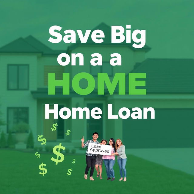 An engaging and eye-catching advertisement showcasing the concept of saving money on a home loan