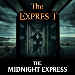 A captivating book cover for 'The Midnight Express', featuring a surreal train that morphs reality