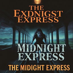 A captivating book cover for 'The Midnight Express', featuring a surreal train that morphs reality