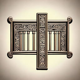 A 2D animated image of a blessed iron bar, etched with symbolic patterns and emitting a soft glow, set against a simple background