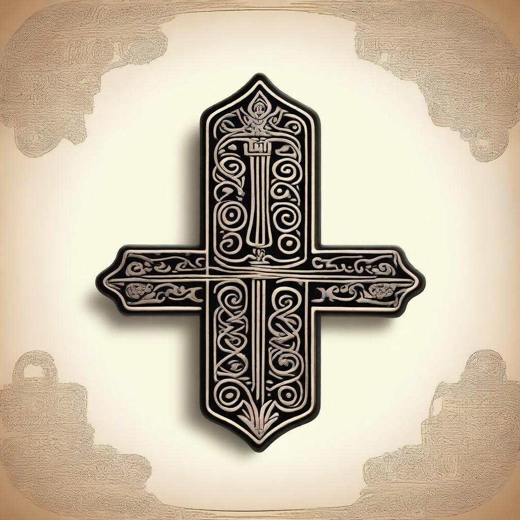 A 2D animated image of a blessed iron bar, etched with symbolic patterns and emitting a soft glow, set against a simple background